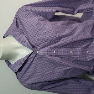 Haggar Purple Checked Collared Button Up